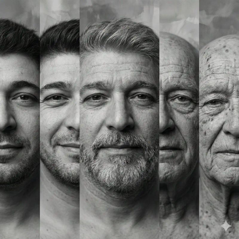 ✨ Лицо сквозь время: 40-90 лет.