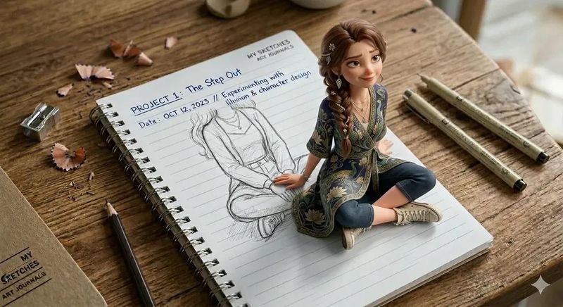 ✨ Девочка из тетради: 3D иллюзия