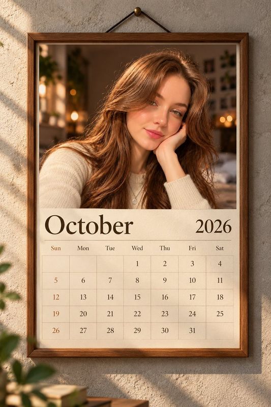 ✨ Create a realistic wall calendar hanging
