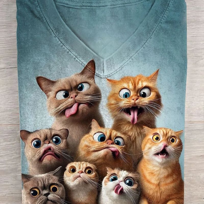 ✨ **Фото футболки с котами: Ультрареализм**