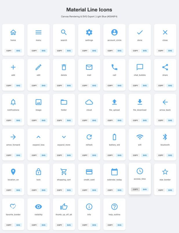 ✨ Иконки Material Design: 40 синих SVG
