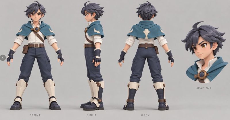 ✨ A high-quality 3D character design sheet