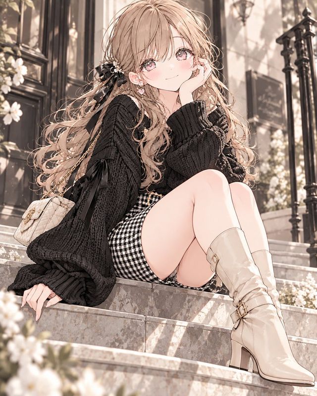 ✨ Cute, black gingham tight skirt, black