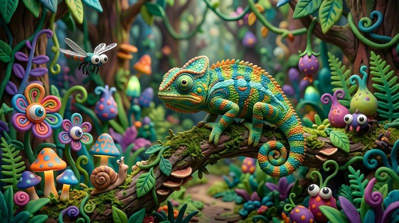 ✨ A vibrant, whimsical claymation scene depicts