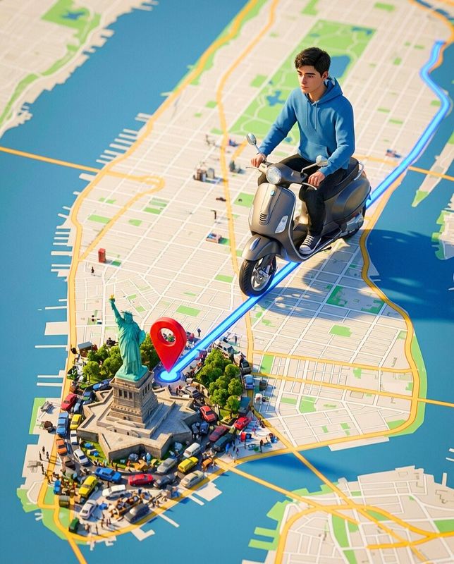 ✨ Сюрреалистичный герой на GPS-маршруте