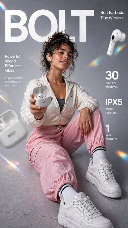 ✨ Премиум-инфографика: Bolt Earbuds, стиль жизни