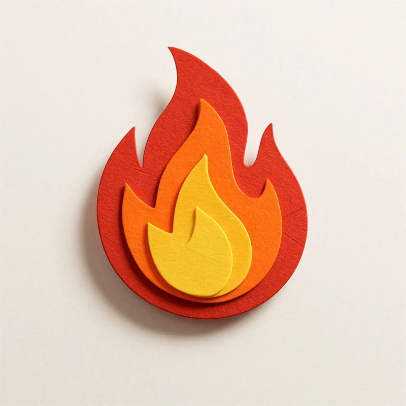 ✨ A paper craft-style 🔥 floating on