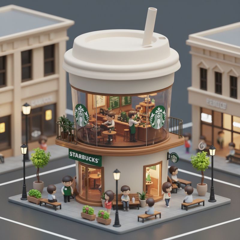✨ Миниатюрное кафе Starbucks в стиле чиби