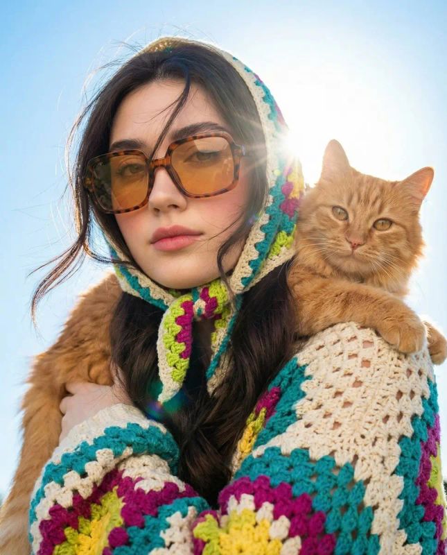 ✨ Летний портрет: девушка, кот, уют