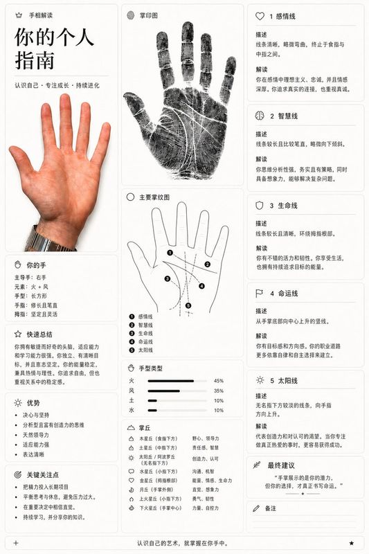 ✨ Goal: Create a vertical infographic-style palmistry