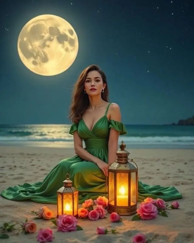 ✨ Лунный свет, античные фонари, розы