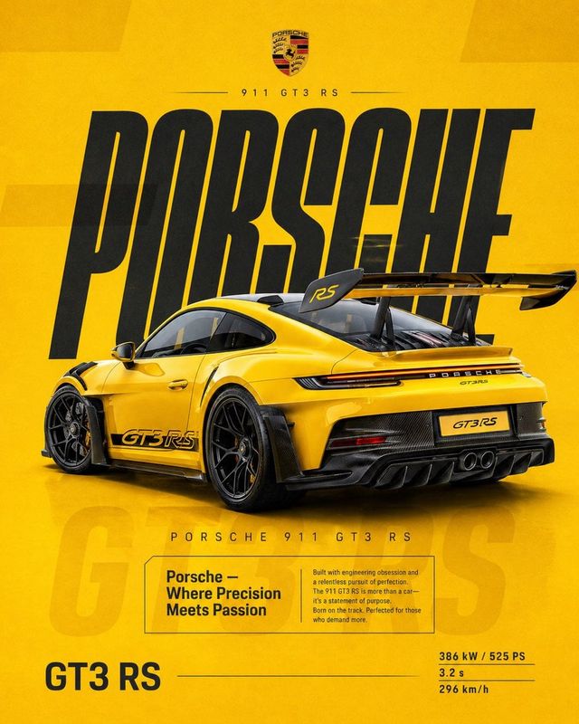 ✨ Porsche GT3 RS: Желтый Рев Страсти