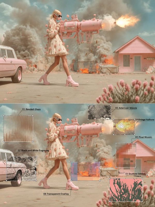 ✨ Create a surreal, cinematic fashion photograph