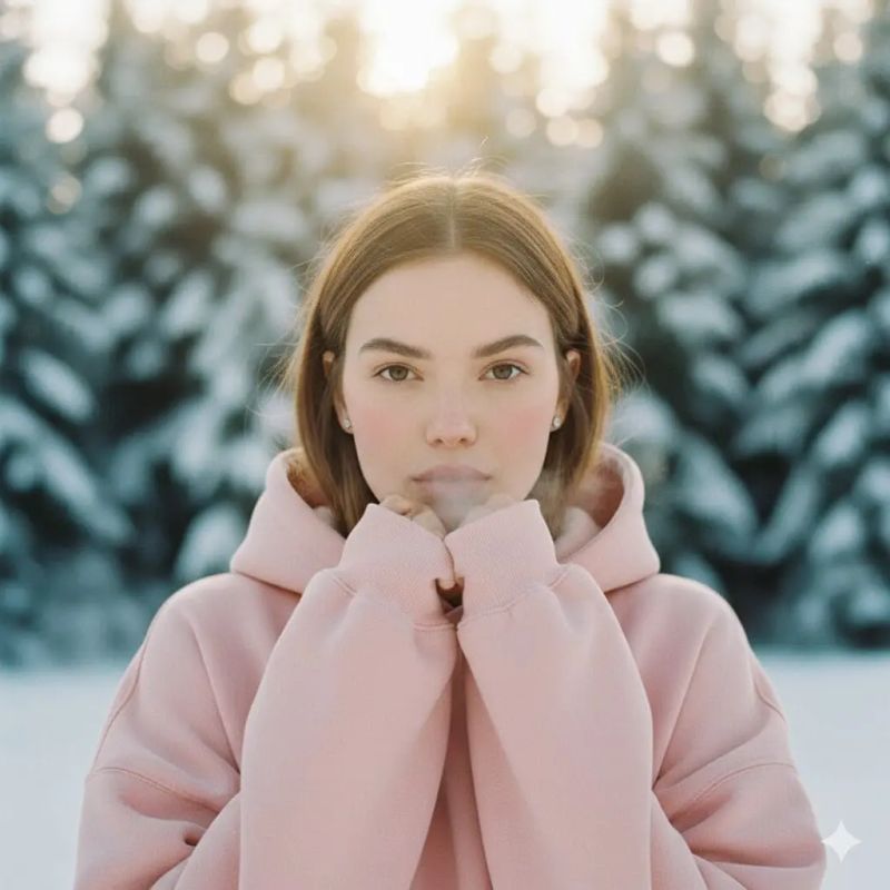 ✨ Зимняя нежность: портрет в капюшоне