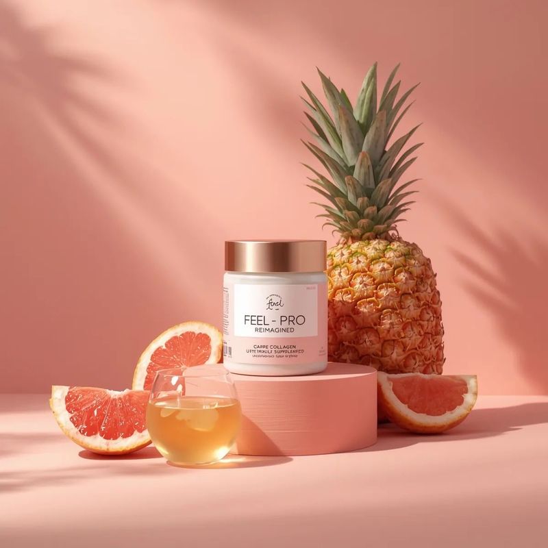 ✨ Роскошный коллаген: нежный персик, солнце, пальмы.