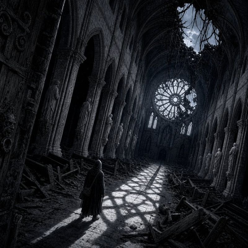 ✨ A ruined cathedral at night