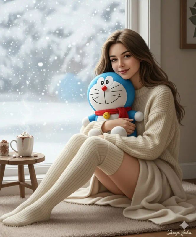 ✨ Зимние объятия с Дораэмоном