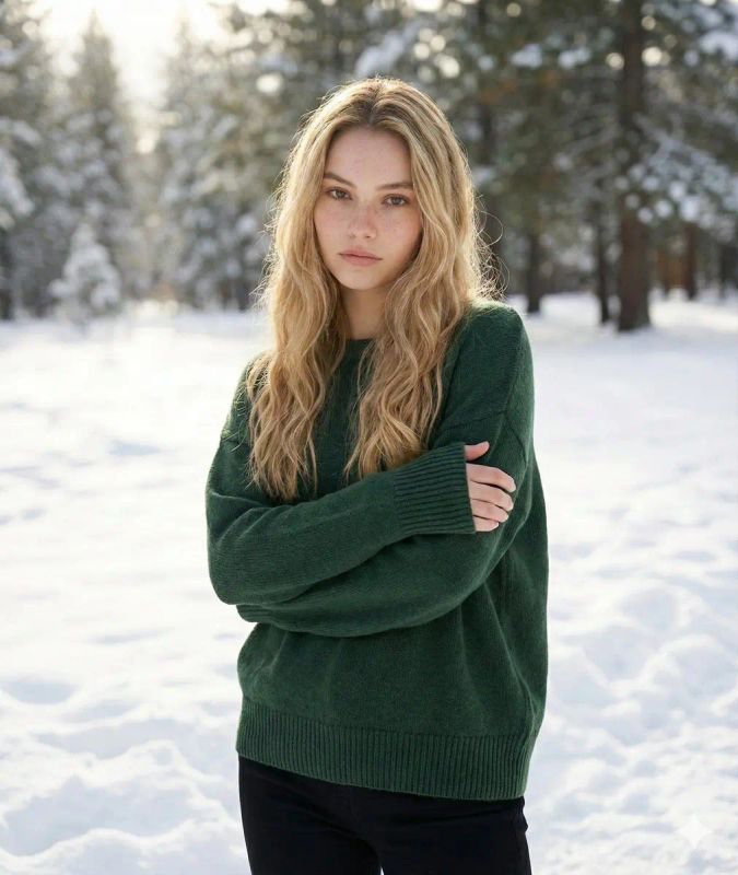 ✨ Снежное умиротворение: девушка и свет