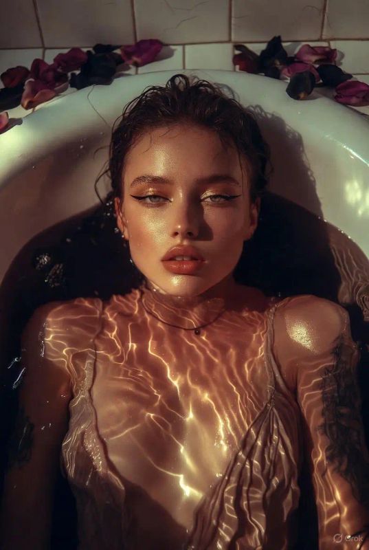 ✨ Ванна с лепестками: золотой свет