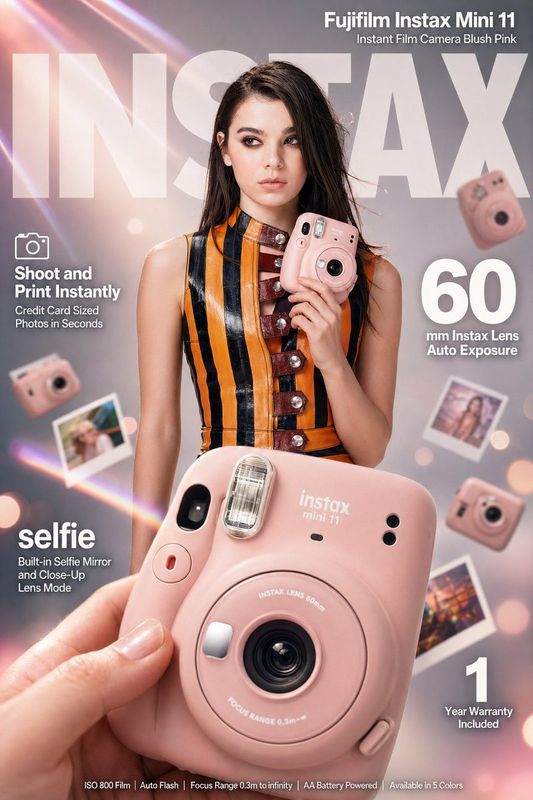 ✨ Розовый Instax Mini 11: Яркий кадр!