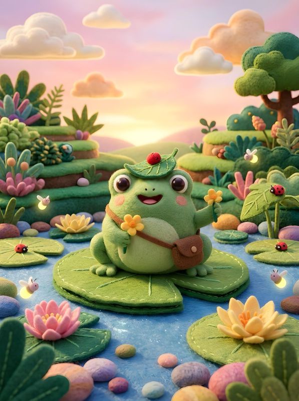 ✨ A cute, 3D and felt-like scene