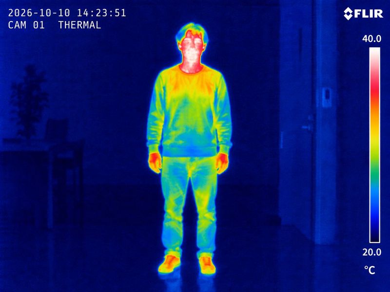 ✨ A realistic thermal imaging photograph of