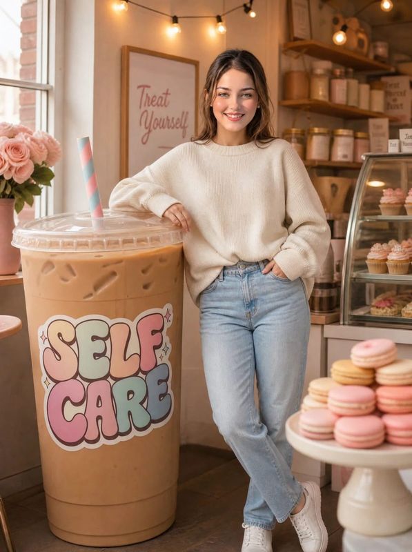 ✨ Девушка в свитере с кофе