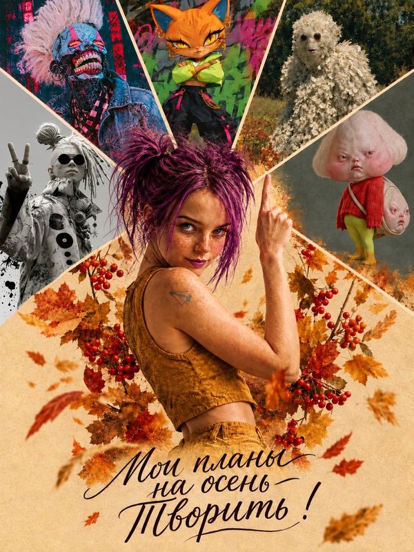 ✨ A vertical digital collage poster featuring