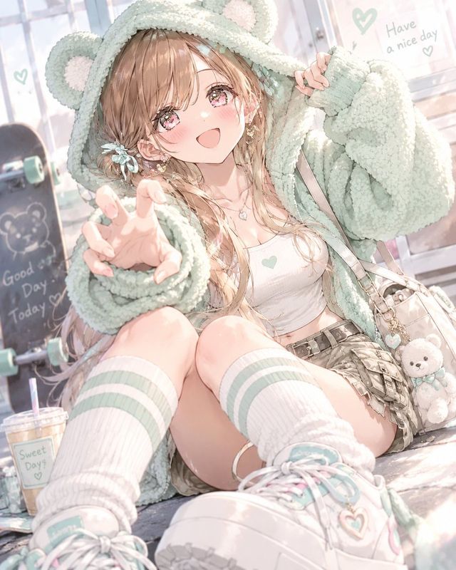 ✨ OUTFIT: A fluffy mint-green fleece hoodie