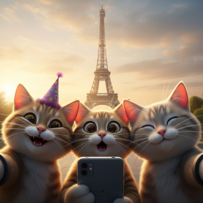 ✨ A close-up selfie of three [animal
