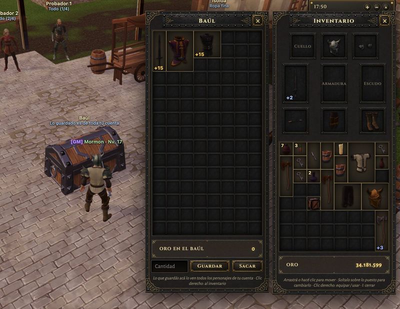 ✨ Интерфейс средневековой MMORPG: сундук и инвентарь