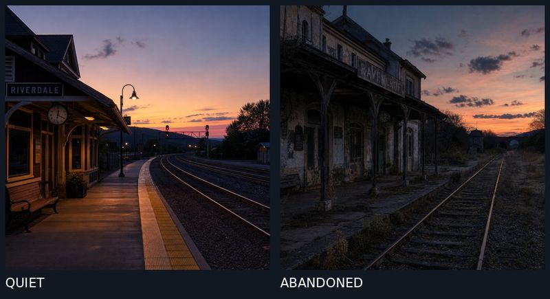 ✨ A split-screen comparison of two train