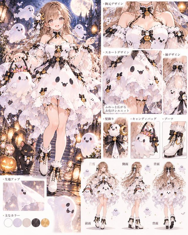 ✨ Cute adult woman, Halloween white ghost
