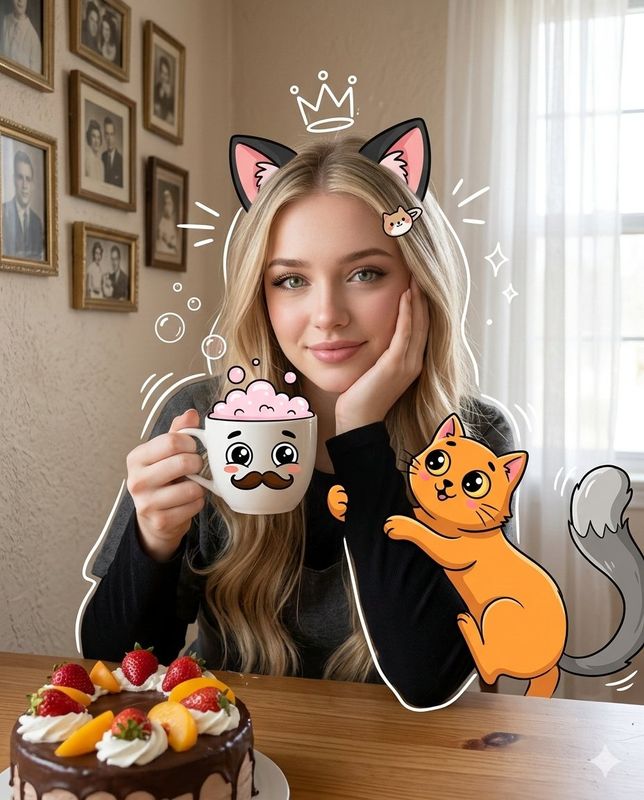 ✨ Уютный портрет с мультяшными элементами