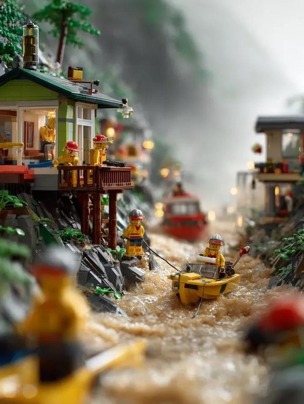 ✨ Спасение в LEGO: Потоп в горах