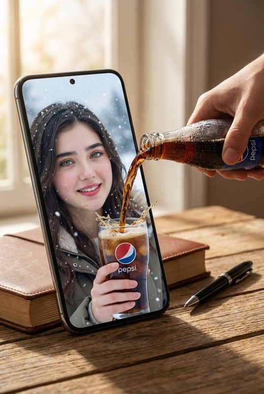 ✨ Сюрреалистичный стол: Pepsi, смартфон, рука